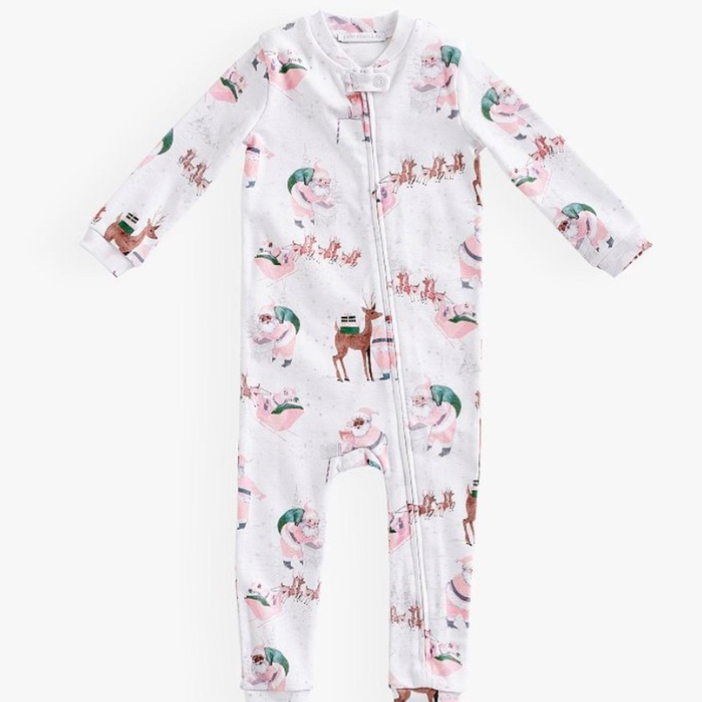 0-3M🎅🏻 Pottery Barn Kids Organic Blush Heritage Santa Footie Pajamas